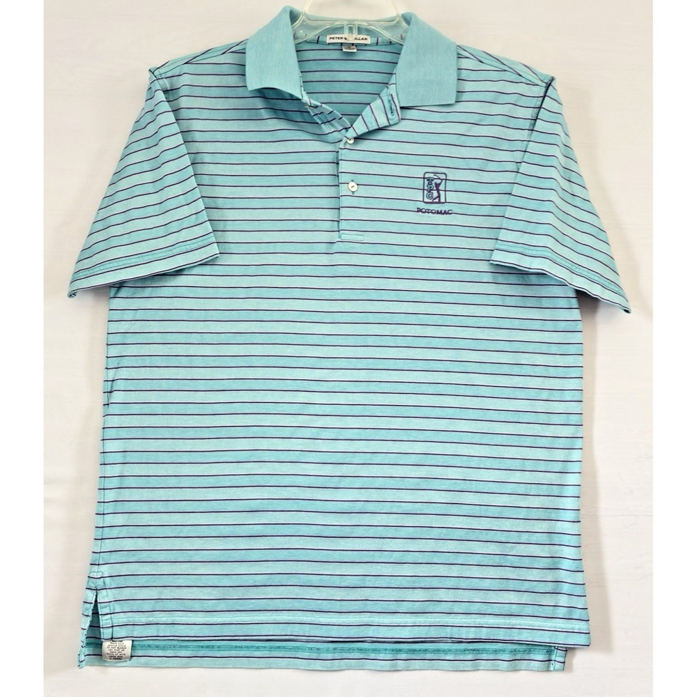 Peter Millar Polo Mens Striped TPC Potomac Casual Golf Activewear Medium